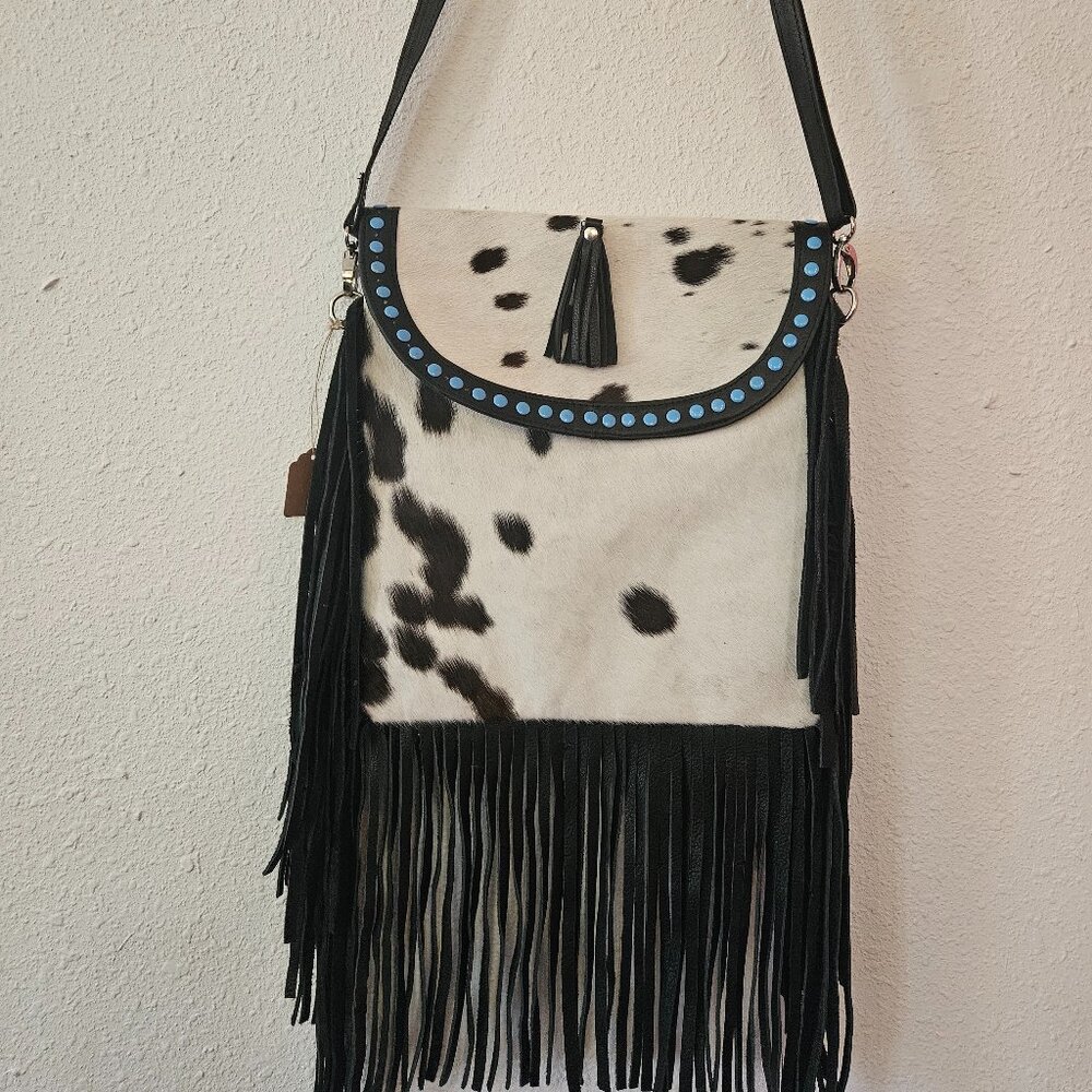 Montana Sky Cowhide Fringe Purse